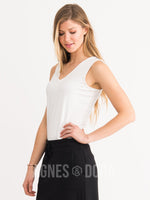 Agnes & Dora™ Fitted Tank V-Neck Ivory