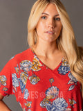 Agnes & Dora™ Love Top Barn Red/Ivory Floral