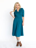 Agnes & Dora™ Essential Midi Dress Teal Baby Suede