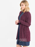 Agnes & Dora™ Open Front Thumbhole Cardi Raisin/White