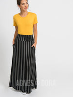 Agnes & Dora™ Maxi Skirt Pocket B&W Pin Stripe