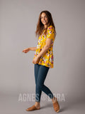 Agnes & Dora™ Relaxed Ruffle Tee Yellow/Coral Floral