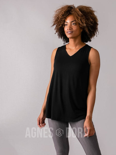 Agnes & Dora™ Essential Tank V-Neck in Black