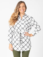 Agnes & Dora™ Flannel Tunic Windowpane - Ivory/Black