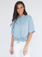 Agnes & Dora™ Button Down Pockets Pearl Blue