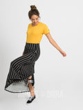 Agnes & Dora™ Maxi Skirt Pocket B&W Pin Stripe