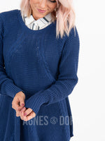 Agnes & Dora™ Cable Pullover Navy