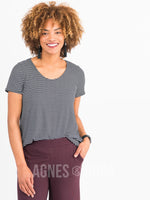 Agnes & Dora™ Everyday Tee Black/Ivory Stripe