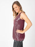 Agnes & Dora™ Essential Tank Sequin Wine