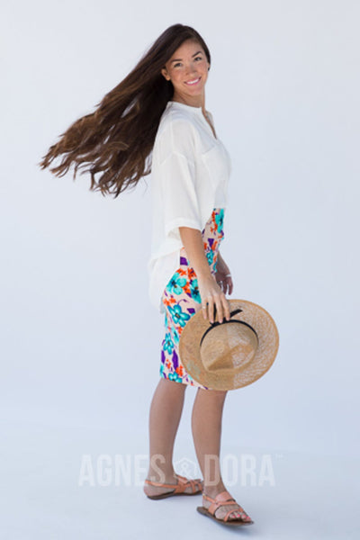 Agnes & Dora™ Island Paradise in Turquoise Pencil Skirt