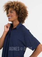 Agnes & Dora™ Dolman Top Button Down Navy