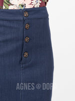 Agnes & Dora™ Button Pencil Skirt Dark Denim