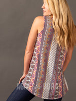 Agnes & Dora™ Essential Tank Scoop Neck Berry/Marigold Boho