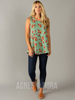 Agnes & Dora™ Essential Tank Deep Mint/Coral Floral