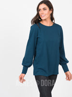 Agnes & Dora™ Blouson Tee Long Sleeve Teal