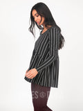 Agnes & Dora™ Muse Top Long Sleeve Black/White Vert Stripe