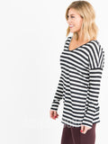 Agnes & Dora™ Urban Pullover Double V-Neck Ivory/Black Stripe