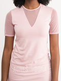 Agnes & Dora™ Sheer V-Neck Tee Pink