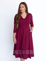 Agnes & Dora™ Essential Midi Dress Ruby Baby Suede