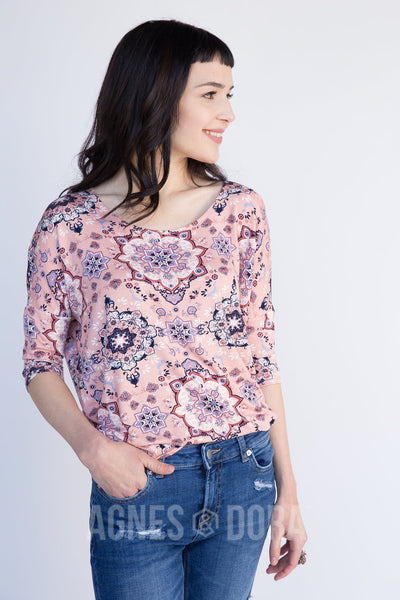 Agnes & Dora™ Dolman Tunic Grand Mosaic Blush and Navy