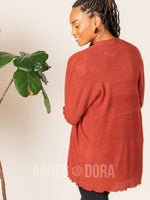 Agnes & Dora™ Open Front Thumbhole Cardi Heathered Coral