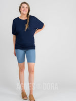 Agnes & Dora™ Dolman Tunic Short Sleeve Navy