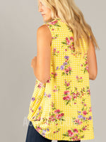 Agnes & Dora™ Side Knot Tank Yellow Check Floral