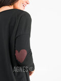 Agnes & Dora™ Urban Pullover Black with Heart Elbow