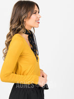 Agnes & Dora™ Everyday Tee Long Sleeve V-Neck Mustard