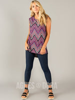 Agnes & Dora™ Essential Hi-Lo Tunic Pink Boho Chevron