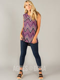 Agnes & Dora™ Essential Hi-Lo Tunic Pink Boho Chevron