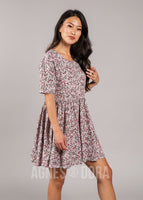 Agnes & Dora™ Modern Tunic Dress Grey/Pink Floral