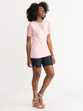 Agnes & Dora™ Sheer V-Neck Tee Pink