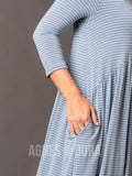 Agnes & Dora™ Muse Midi Dress Denim and Ivory Stripe