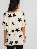 Agnes & Dora™ Dolman Tunic Short Sleeve Black Star