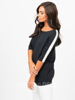 Agnes & Dora™ Dolman Tunic Black with White Tuxedo Stripe