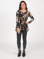 Agnes & Dora™ Muse Top Long Sleeve Black Floral