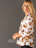 Agnes & Dora™ Festival Top Mauve/Marigold Floral with Black Dot