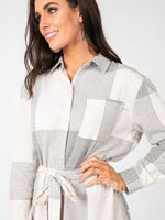 Agnes & Dora™ Flannel Tunic Line Plaid - Cream