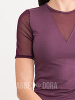 Agnes & Dora™ Sheer V-Neck Tee Deep Purple