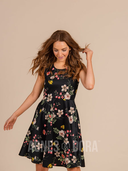 Agnes & Dora™ Fit & Flare Dress Black Floral