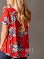 Agnes & Dora™ Love Top Barn Red/Ivory Floral