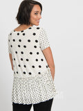 Agnes & Dora™ Relaxed Ruffle Tee B&W Polka Dot Mix