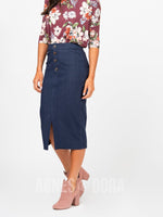 Agnes & Dora™ Button Pencil Skirt Dark Denim