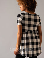 Agnes & Dora™ Muse Top B&W Buffalo Plaid