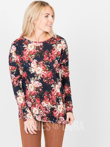 Agnes & Dora™ Urban Pullover Navy Mauve Floral