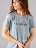 Agnes & Dora™ Graphic Tee Pearl Blue "#MomLife"