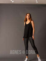 Agnes & Dora™ Sporty Tank Black with Black Mesh Stripe