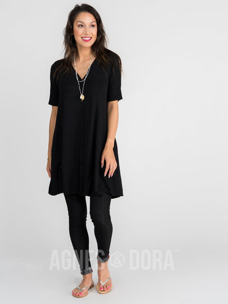 Agnes & Dora™ Limitless Button Tunic Black