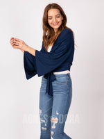 Agnes & Dora™ Kimono Tie Top Navy